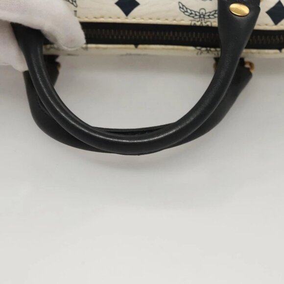 MCM Vicetos Logogram Hand Bag PVC Leather White - Picture 13 of 16